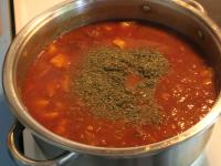 Add the prepared pressed garlic, marjoram, salt...