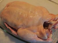 Wash the fresh duck, salt it inside and outside....