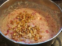 Finally, chop the nuts and add in the oatmeal....
