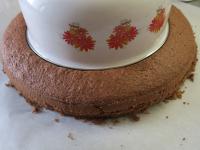 At the cuted, but not yet divided cake, with the...