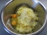 Add salt and eggs....