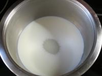 Bring milk and sugar to a boil in a pot. ...