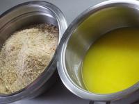 Mix the crushed biscuits with melted butter in a...