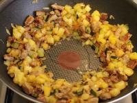 Make a round space in the middle of the pan and...