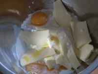 Put flour into a bowl, add sugar, softened butter,...