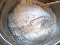 Finally, add the flour mixed with the baking...