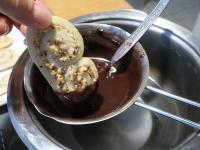 Soak the cakes partialy in the icing ......