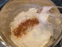 Whip snow from egg whites, add sugar and cinnamon....