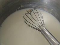 ... and pour the milk. Stir and cook until...