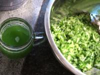 Pour the water that the cucumbers release....