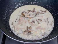 Add grated cheese and a half of cup of salt water...