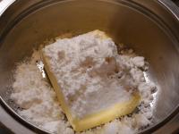 Beat room-temperatured butter with sugar until...