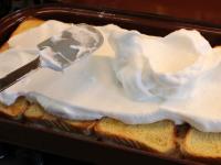 Spread the egg whites snow on a baked cake....