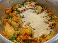 Add eggs to the vegetables (you don't have to)...