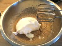 Gently fold egg whites foam into the mixture....