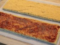 Cut the base in half, spread one of them with jam...
