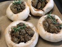 Fill the prepared livers with mushrooms and put a...