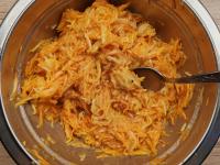 Pour the prepared dressing over the grated fruit...