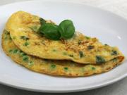 Omelette with peas, basil and feta cheese