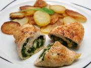 Chicken rolls stuffed with spinach