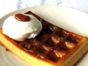 Homemade waffles with caramel