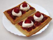 Waffles with strawberry puree