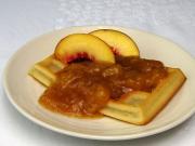 Vanilla waffles with peach sauce