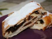 Apple-cream cheese strudel with dried plums