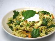 Spinach Salad with Pasta and Mozzarella
