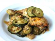 Chicken legs with onion and zucchini