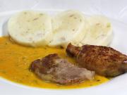 Meat with carrot-parsley sauce