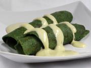 Spinach Pancakes with Cheese Sauce