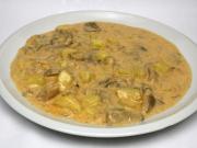 Creamy oyster mushroom sauce with potatoes