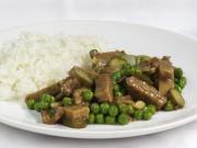 Seitan with peas