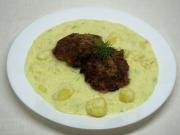 Pumpkin sauce with beef cutlets