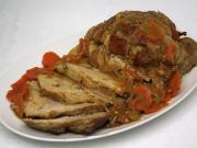 Baked pork with onion and carrots